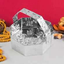Traditional Stainless Steel Octagon Pooja Basket 1 Pc with Handle